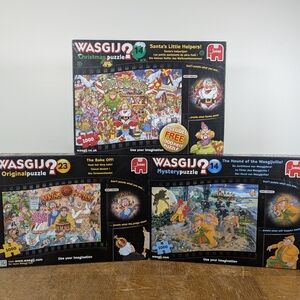 Wasgij Christmas & Mystery Puzzle Set - Colorful Illustrated Boxes